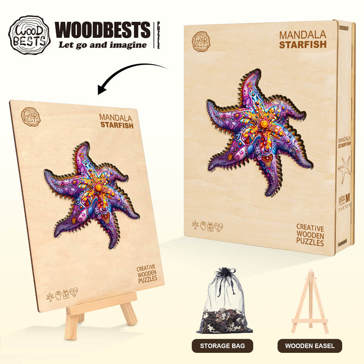 Mandala Starfish Wooden Jigsaw Puzzle