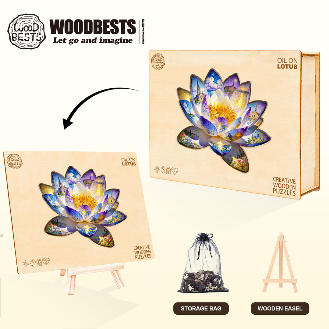 Oil On Lotus Wooden Jigsaw Puzzle