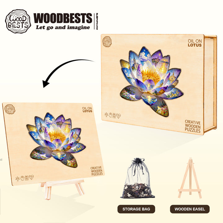 Oil On Lotus Wooden Jigsaw Puzzle