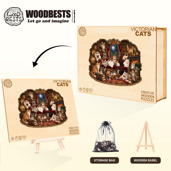 Victorian Cats Wooden Jigsaw Puzzle