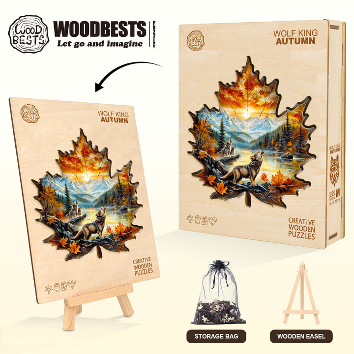 Wolf King autumn Wooden Jigsaw Puzzle