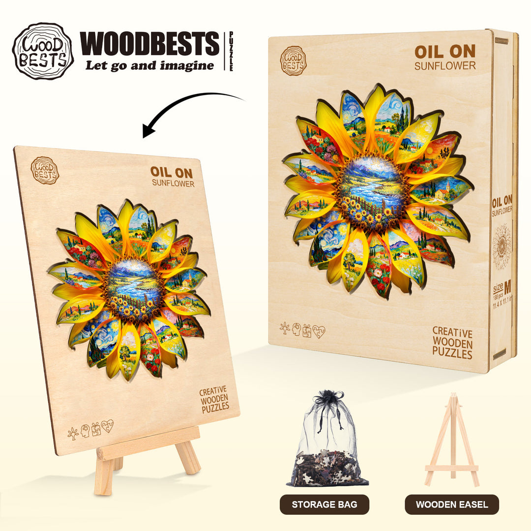 Oil on Sunflower Wooden Jigsaw Puzzle