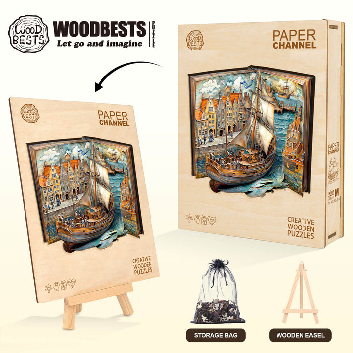 Puzzle en bois à encastrements Paper Channel
