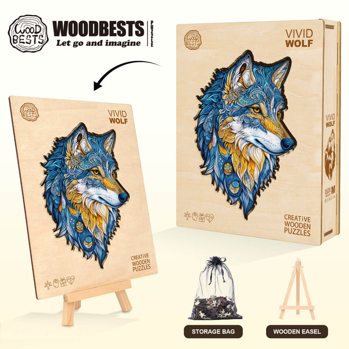 Rompecabezas de madera Lobo vívido