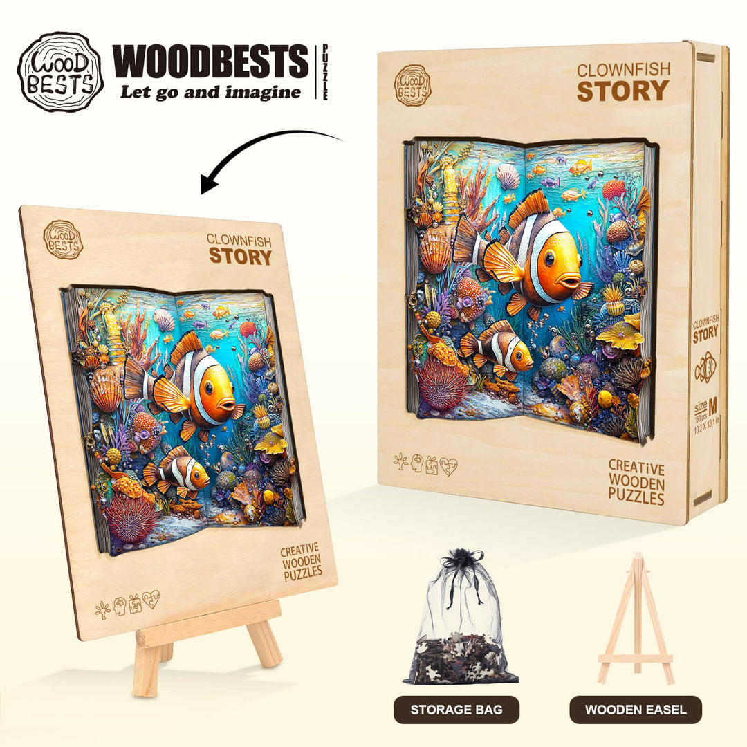 Puzzle en bois Histoire de poisson-clown