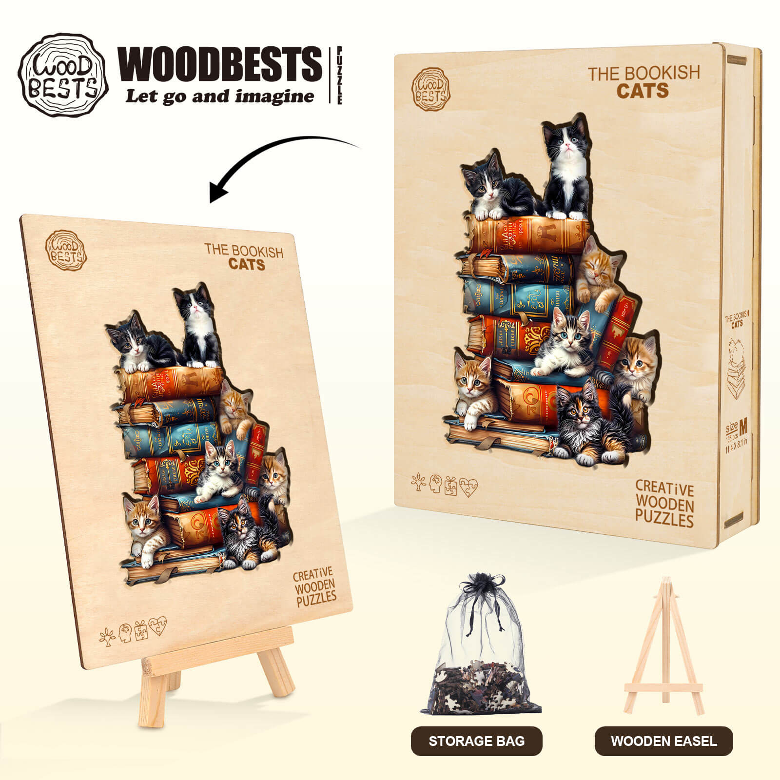 The Bookish Cats Wooden Jigsaw Puzzle