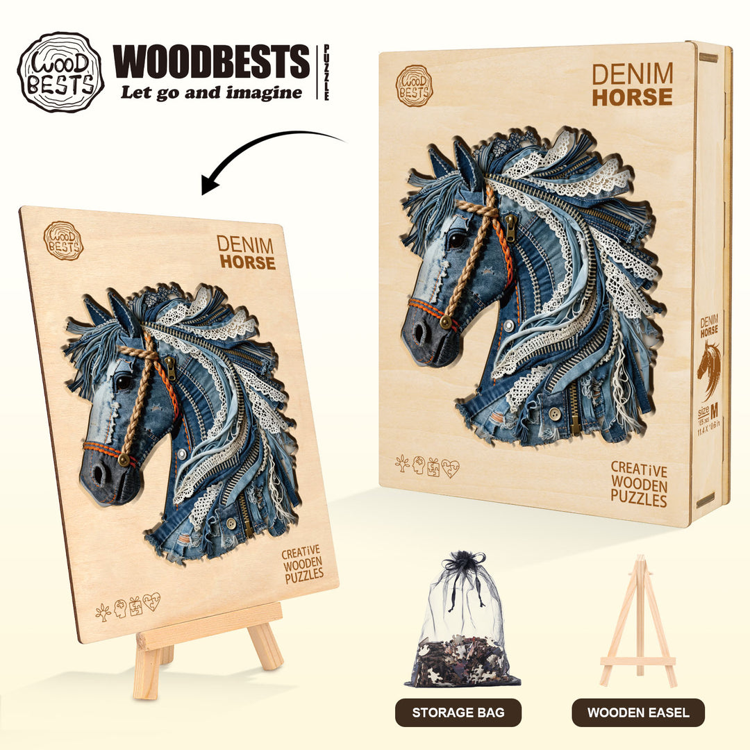 Denim Horse Wooden Jigsaw Puzzle