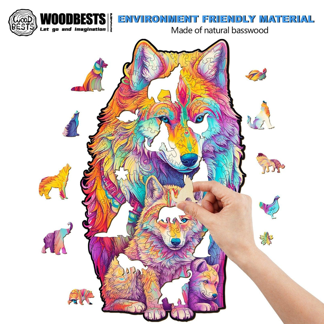 Wolf Family-2 Wooden Jigsaw Puzzle-Woodbests