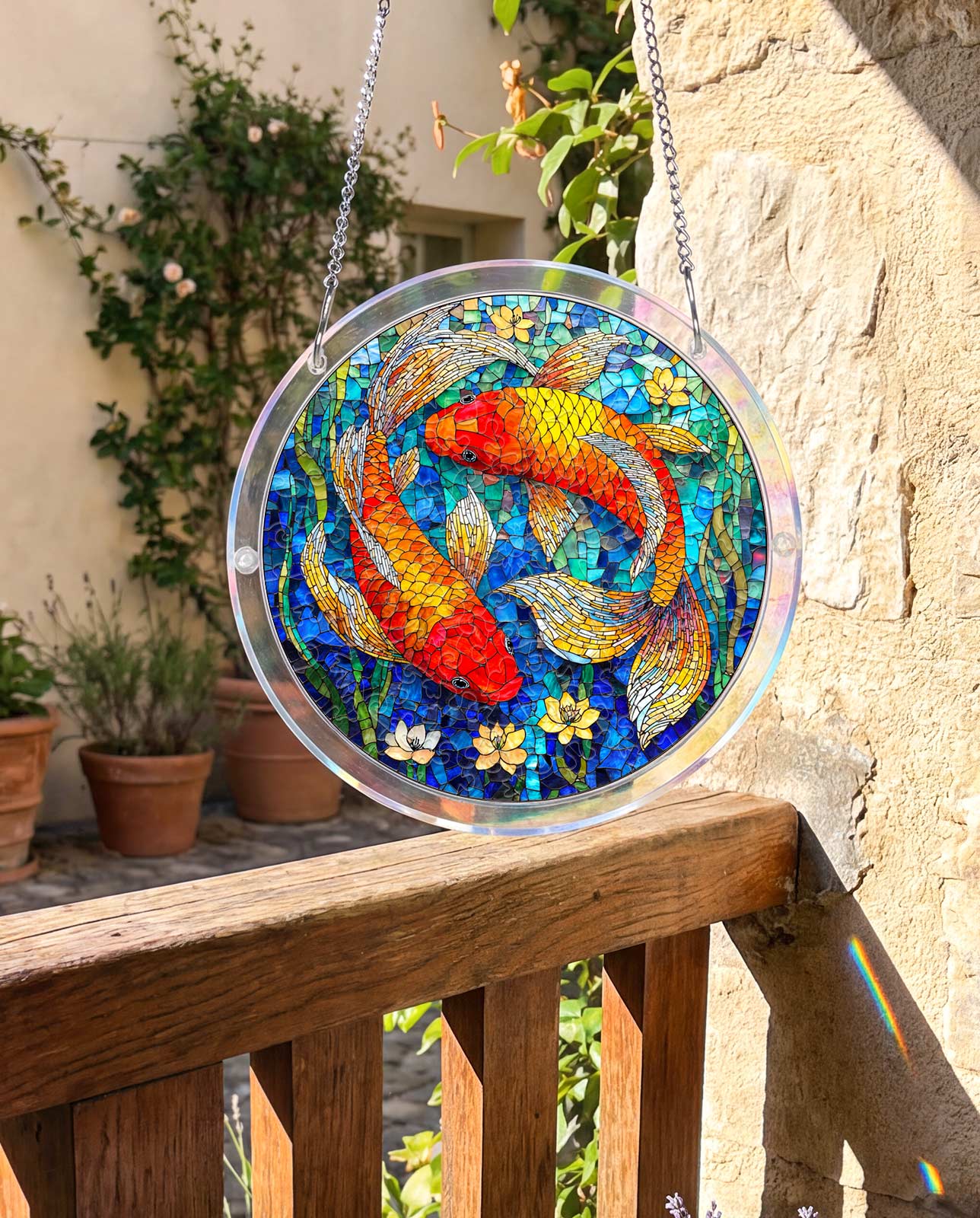Attrape-soleil puzzle en acrylique - Étang de rêve Koi