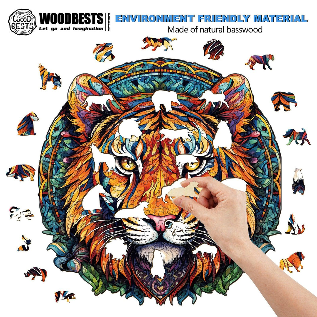 Mandala Tiger Wooden Jigsaw Puzzle