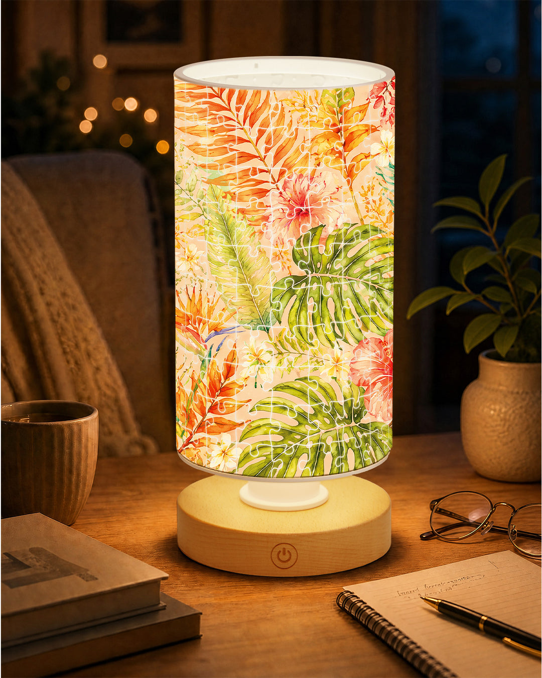 DIY Dimmable Acrylic Puzzle Lamp - Colorful Leaves