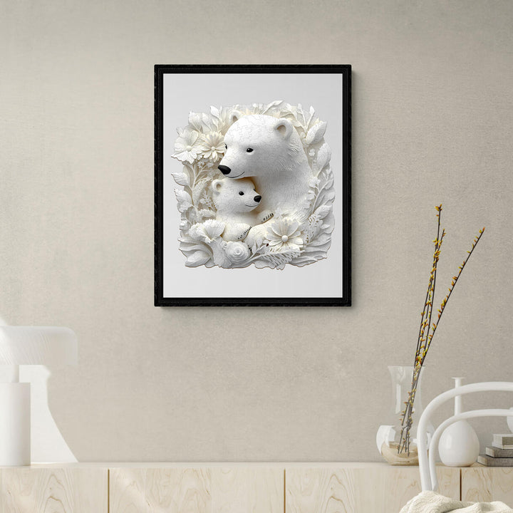 3D Parent Child Polar Bear Wooden Jigsaw Puzzle