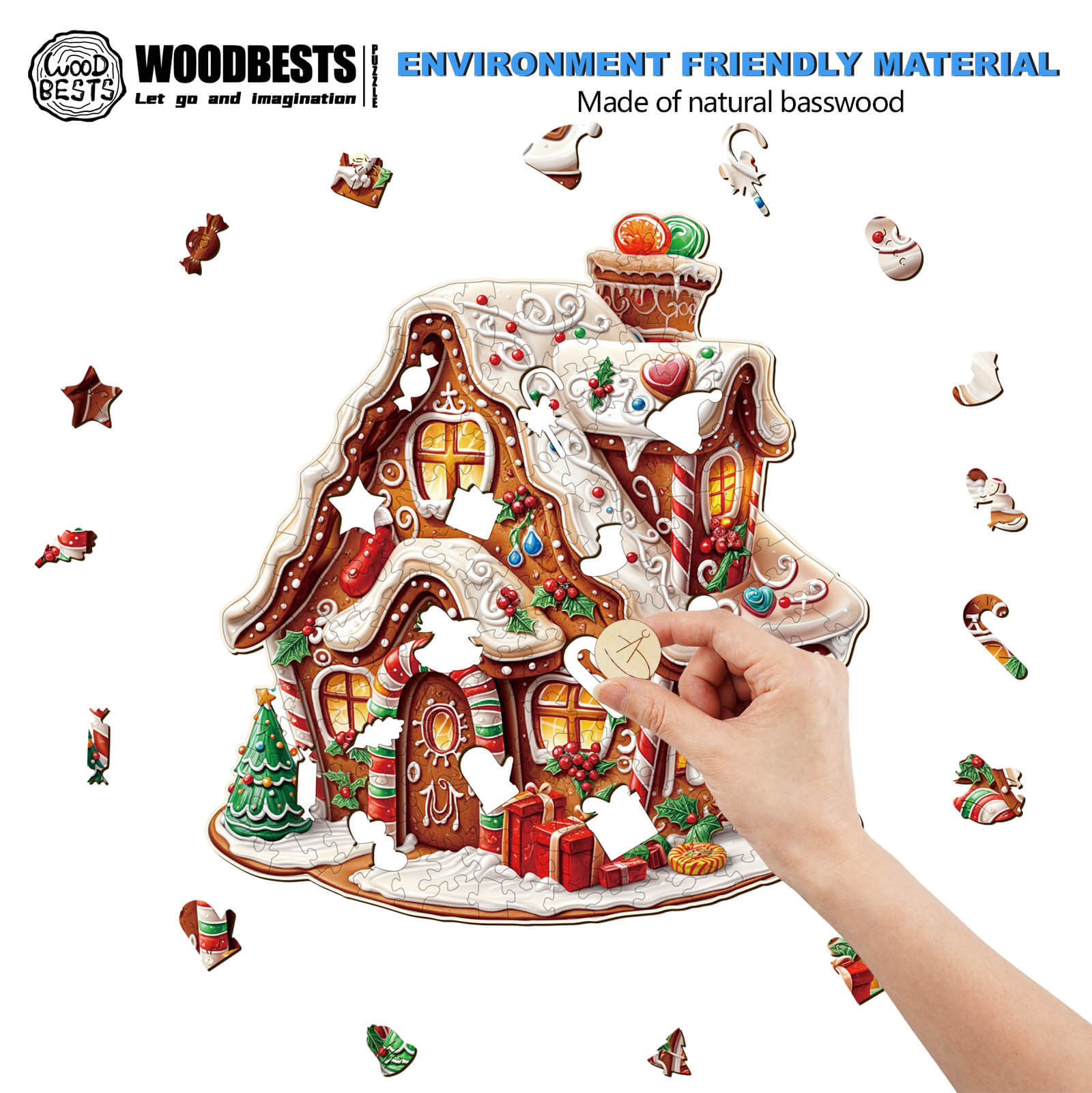 Christmas Gingerbread House-2 Wooden Jigsaw Puzzle - Woodbests