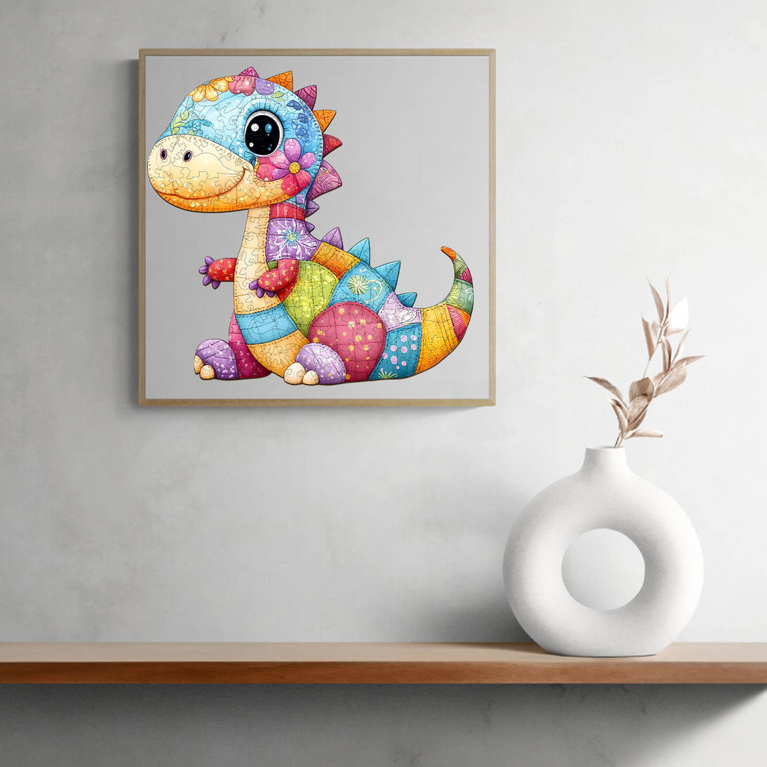 Patchwork Dinosaur Wooden Jigsaw Puzzle