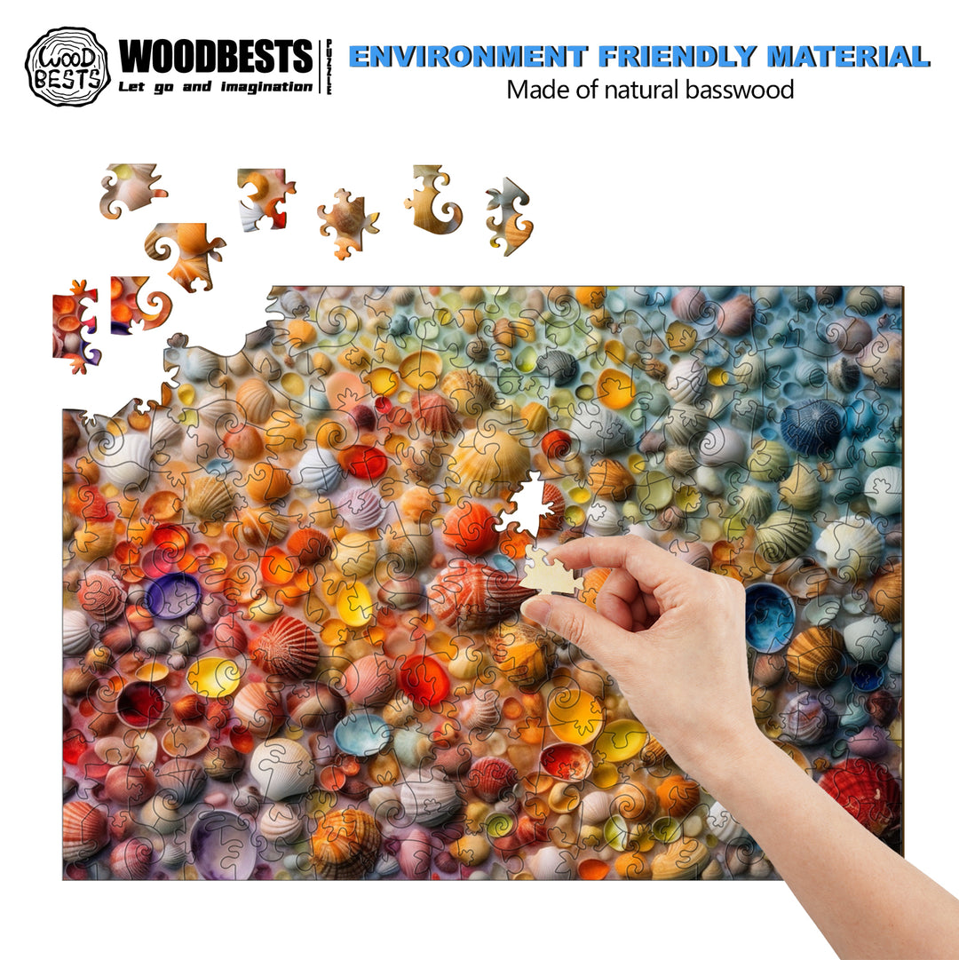 Colorful Seashells Wooden Jigsaw Puzzle-Woodbests