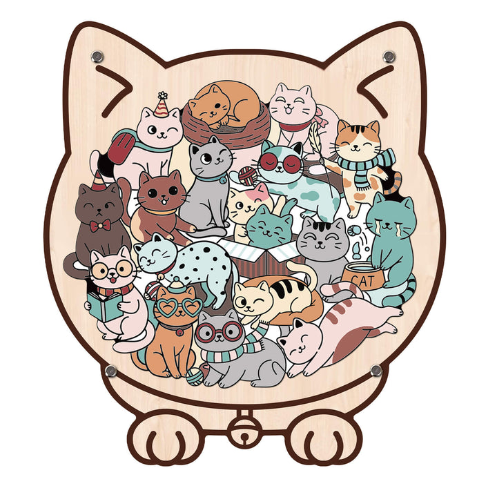 Cute Cat Shaped Wooden Puzzle for Baby
