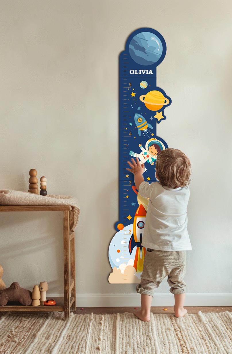 Personalized Wooden Space Rocket Growth Chart Height Ruler