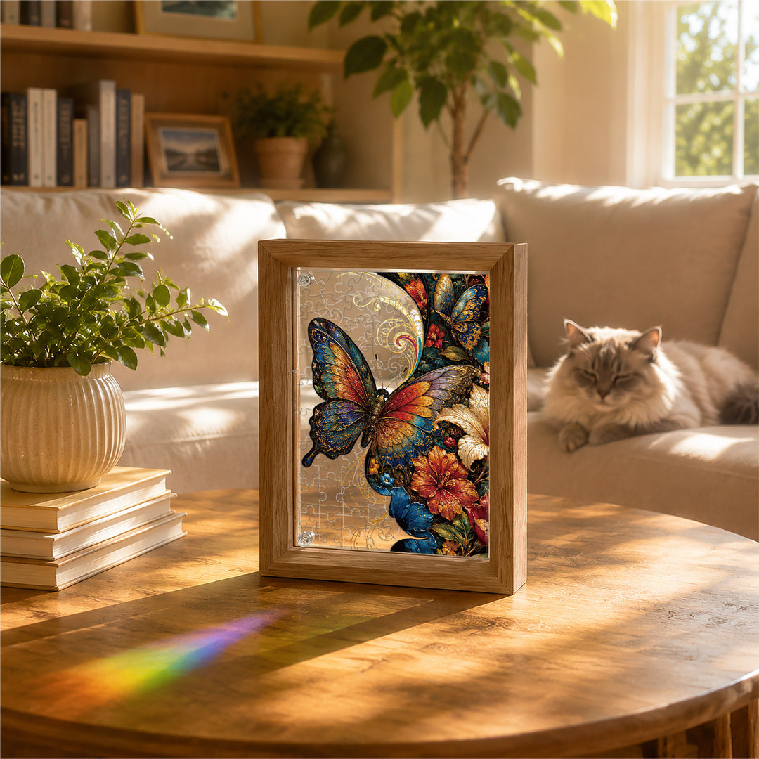Double Sided Acrylic Jigsaw -Blossoms and Butterfli