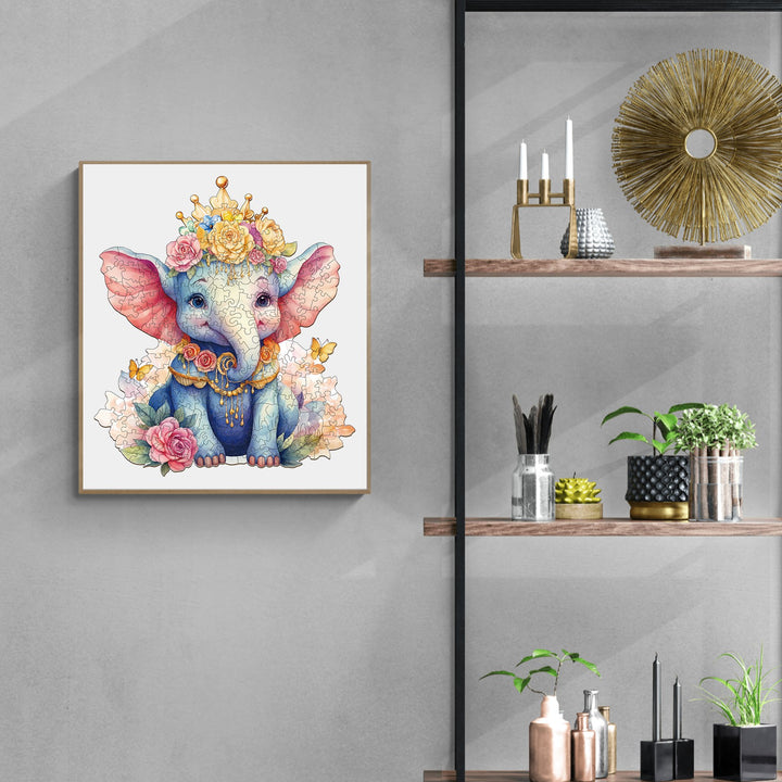 Crowned Elephant Wooden Jigsaw Puzzle-Woodbests