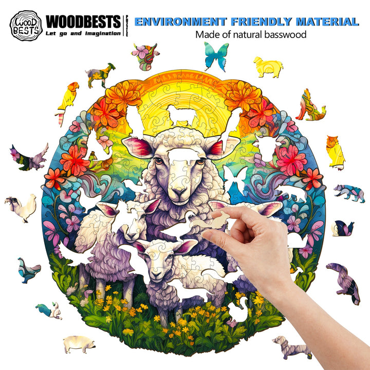 Mandala Sheep Wooden Jigsaw Puzzle