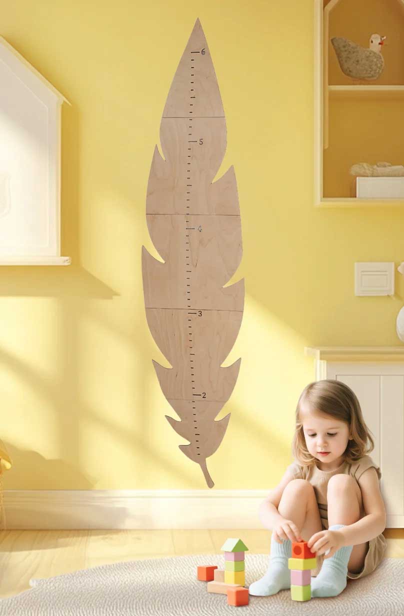 Personalized Wooden Feather Growth Chart Clearance Sale