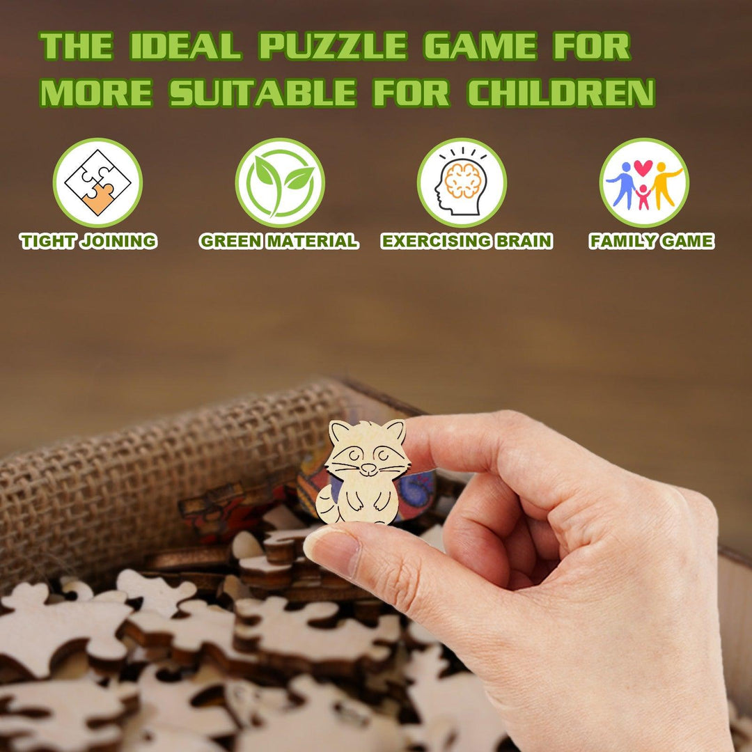 Cute Raccoon Children's Wooden Jigsaw Puzzle