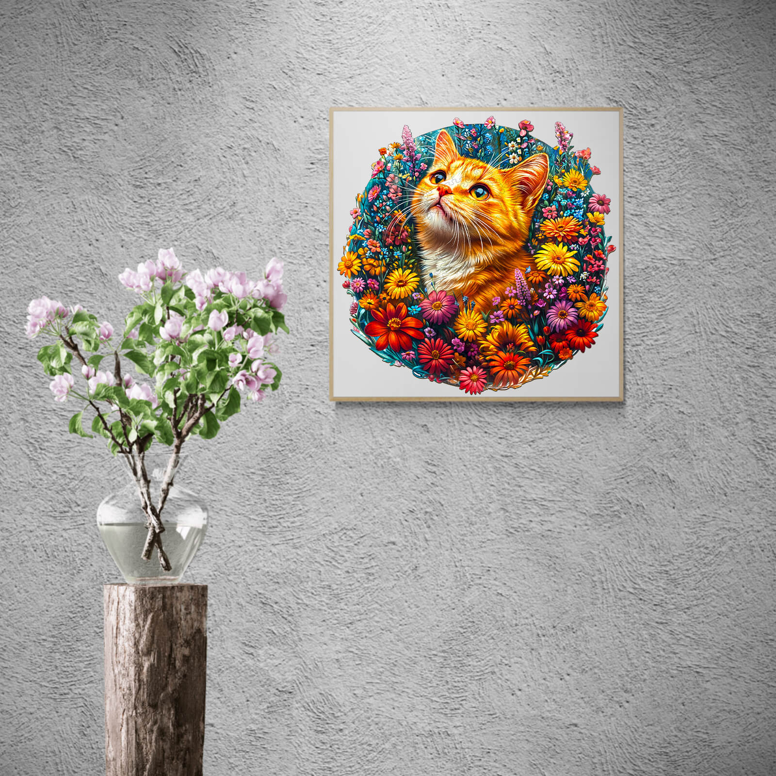 Cat in Flowers Wooden Jigsaw Puzzle