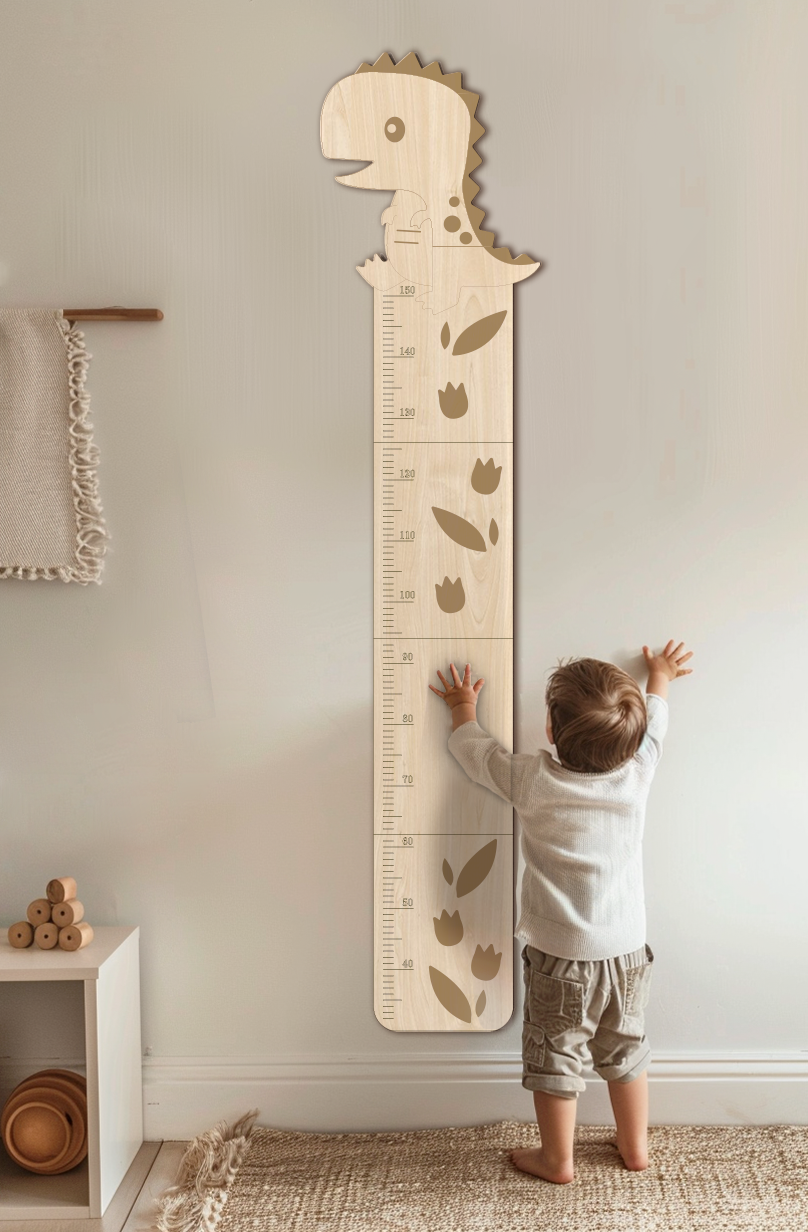 Personalized Wooden Cute Dinosaur Growth Chart Clearance Sale