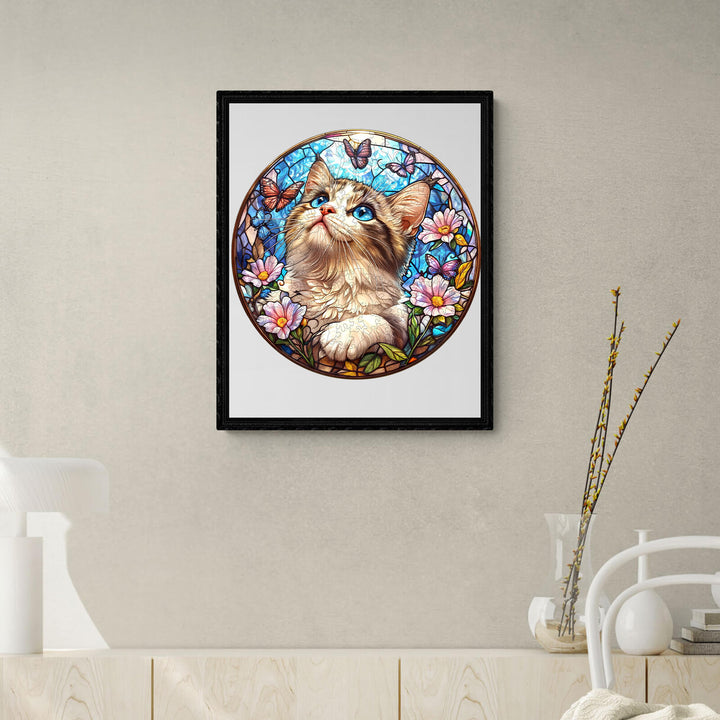 Ragdoll and Butterfly  Wooden Jigsaw Puzzle