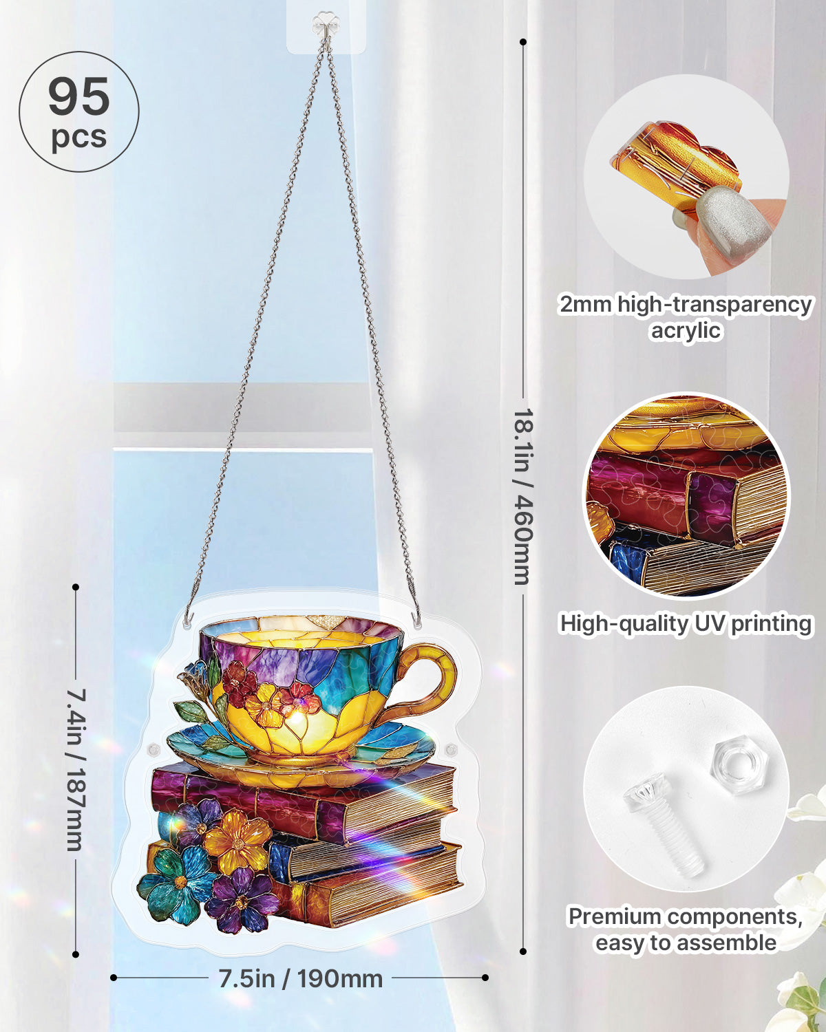 Acryl-Puzzle-Sonnenfänger – Strahlende Blüte Teetasse