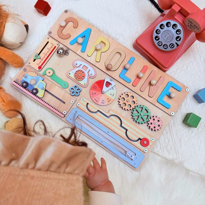 Personalised Montessori Busy Board with Name Puzzle