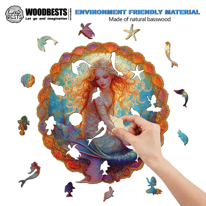 Dreamy Mermaid Wooden Jigsaw Puzzle-Woodbests