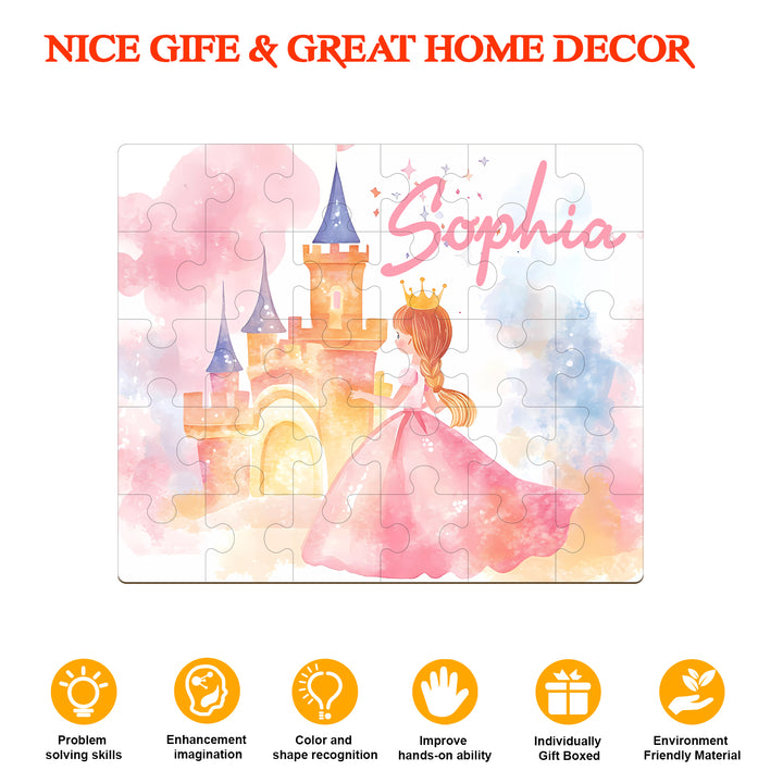 Fairy Tale Princess - Children's Name Custom Wooden Jigsaw Puzzle