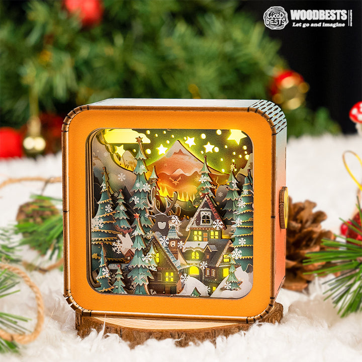 UV Warm Christmas Eve Kit, 3D Wooden Puzzle Night Light