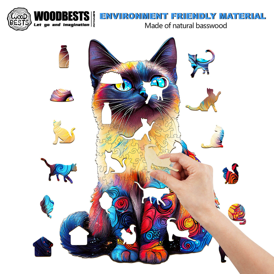 Siamese Cat-3 Wooden Jigsaw Puzzle - Woodbests