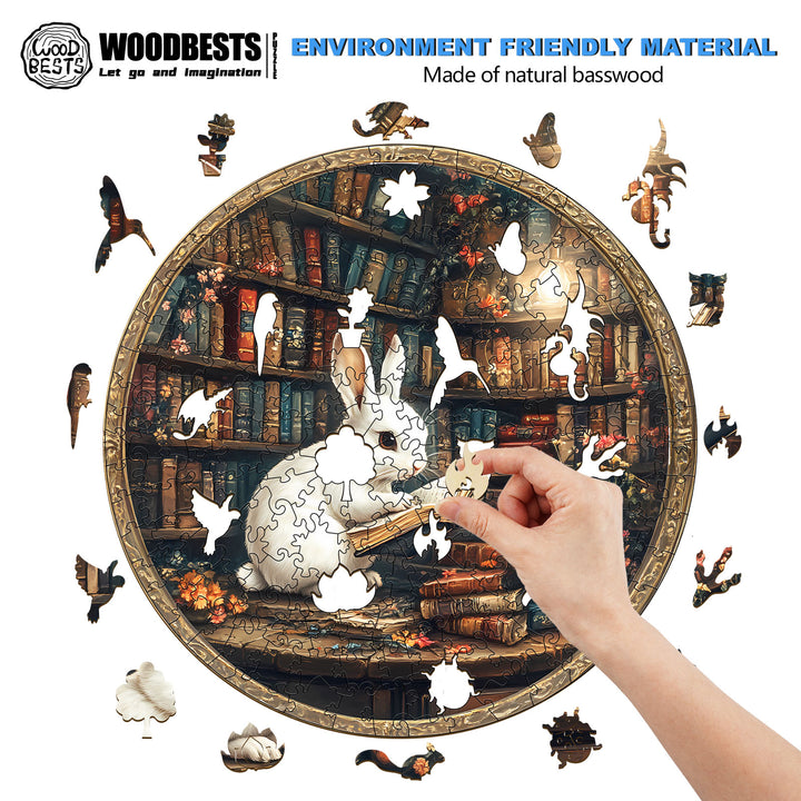 Magic Library Rabbit Wooden Jigsaw Puzzle