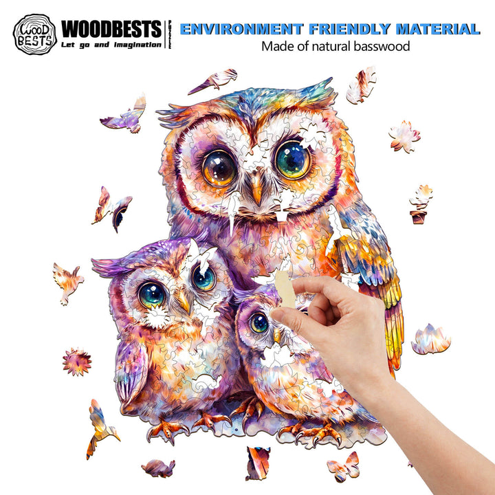 Sweet Owl Family Wooden Jigsaw Puzzle - Woodbests