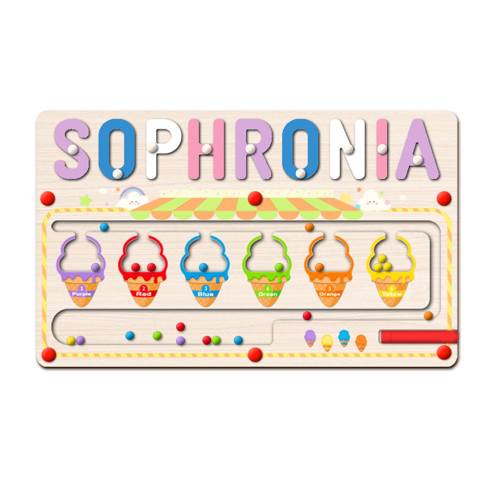 Personalized Baby Name Magnetic Maze Puzzle - Ice Cream