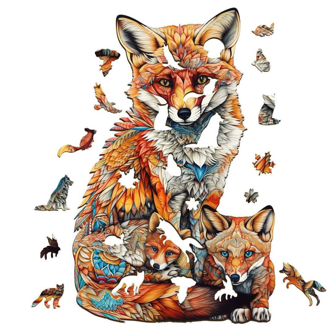 Fox Family Wooden Jigsaw Puzzle