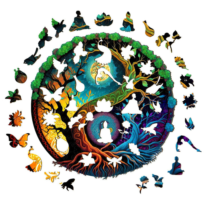 Yin Yang & Tree of Life - 3 Wooden Jigsaw Puzzle
