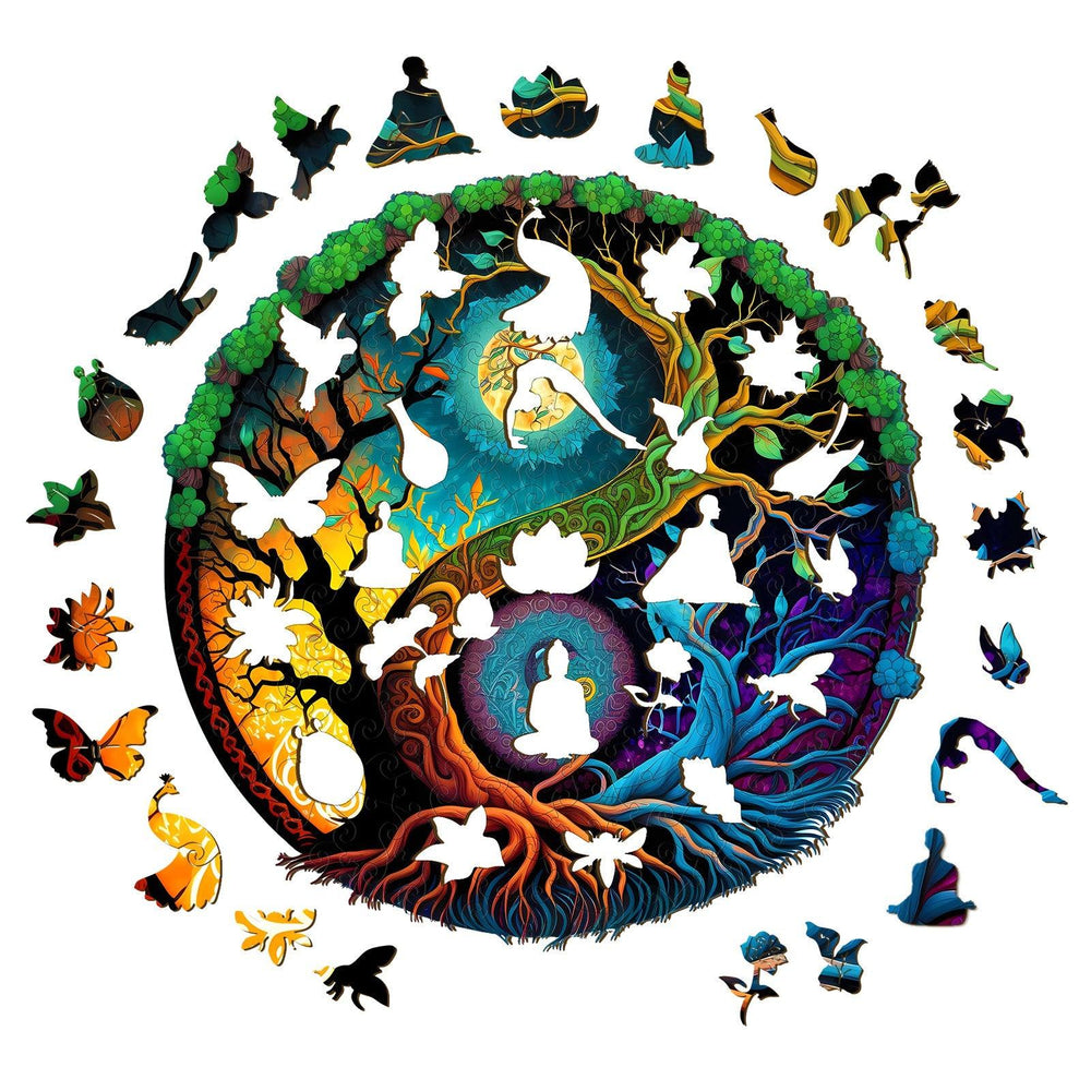 Yin Yang & Tree of Life - 3 Wooden Jigsaw Puzzle-Woodbests