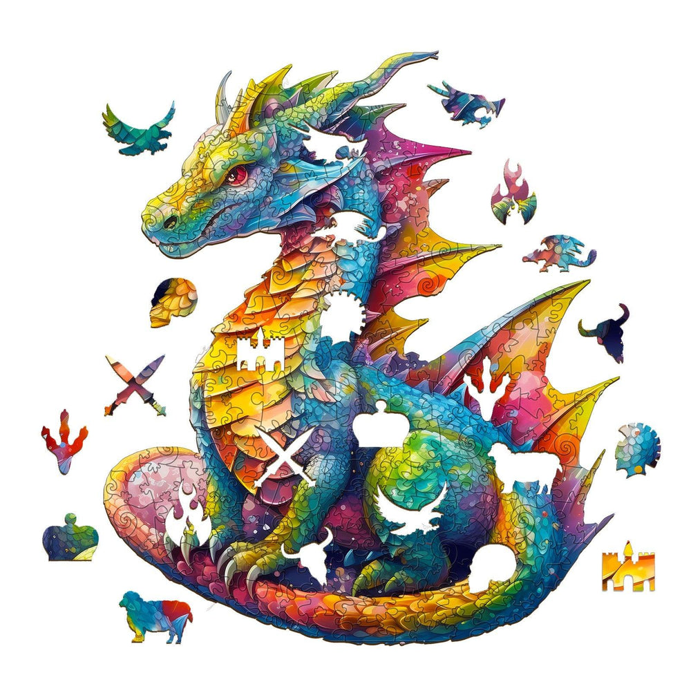 Colorful Dragon 1 Wooden Jigsaw Puzzle-Woodbests