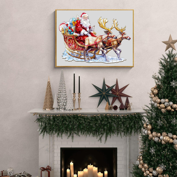 Santa and Rudolph Wooden Jigsaw Puzzle-Woodbests