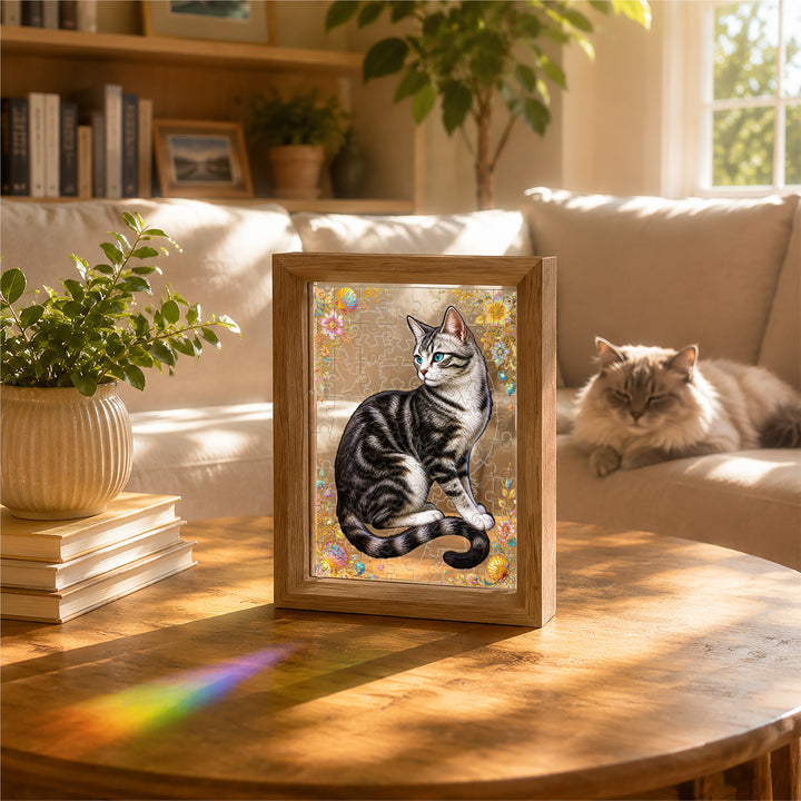 Double Sided Acrylic Jigsaw - Colorful Tabby