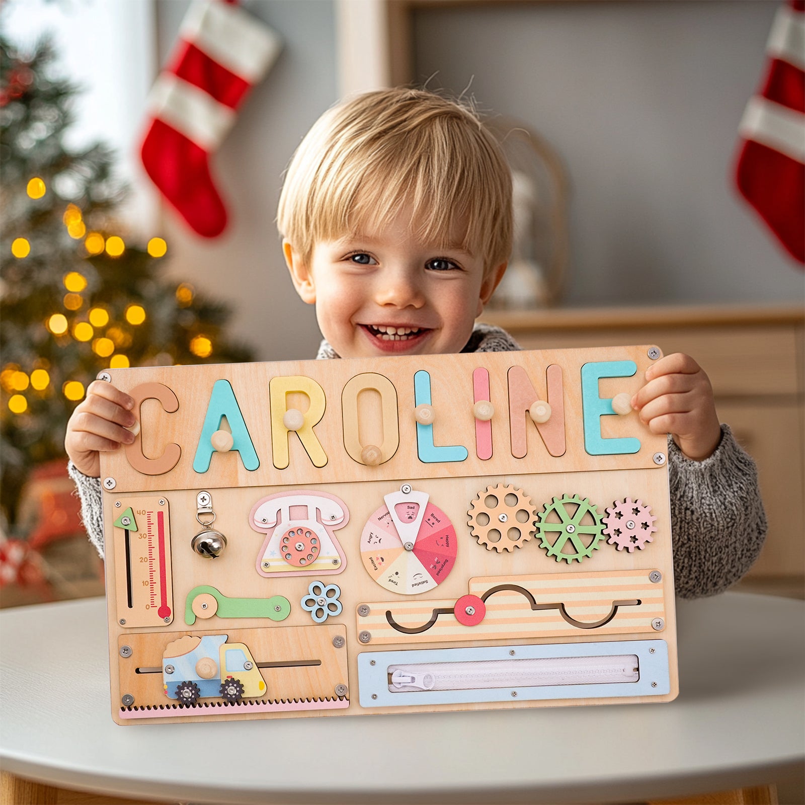 Personalised Montessori Busy Board with Name Puzzle
