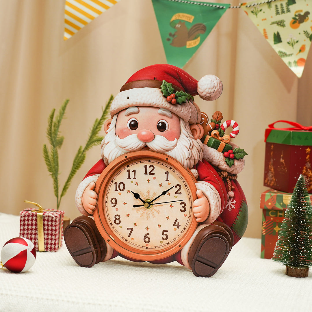 Santa Claus – DIY Wooden Clock, 3D Puzzle Craft Kit