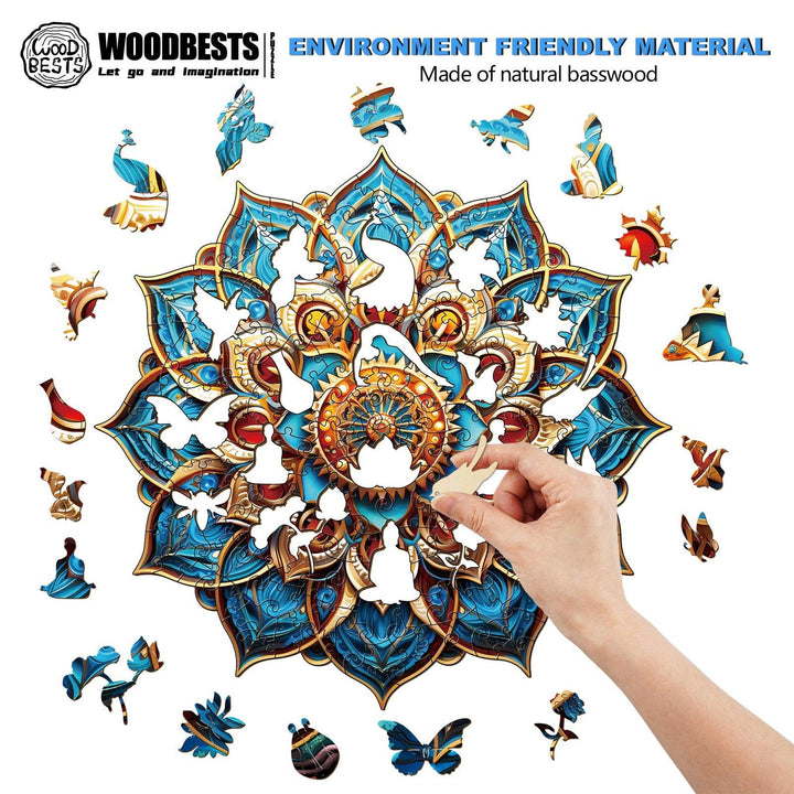 Blue Mandala Wooden Jigsaw Puzzle