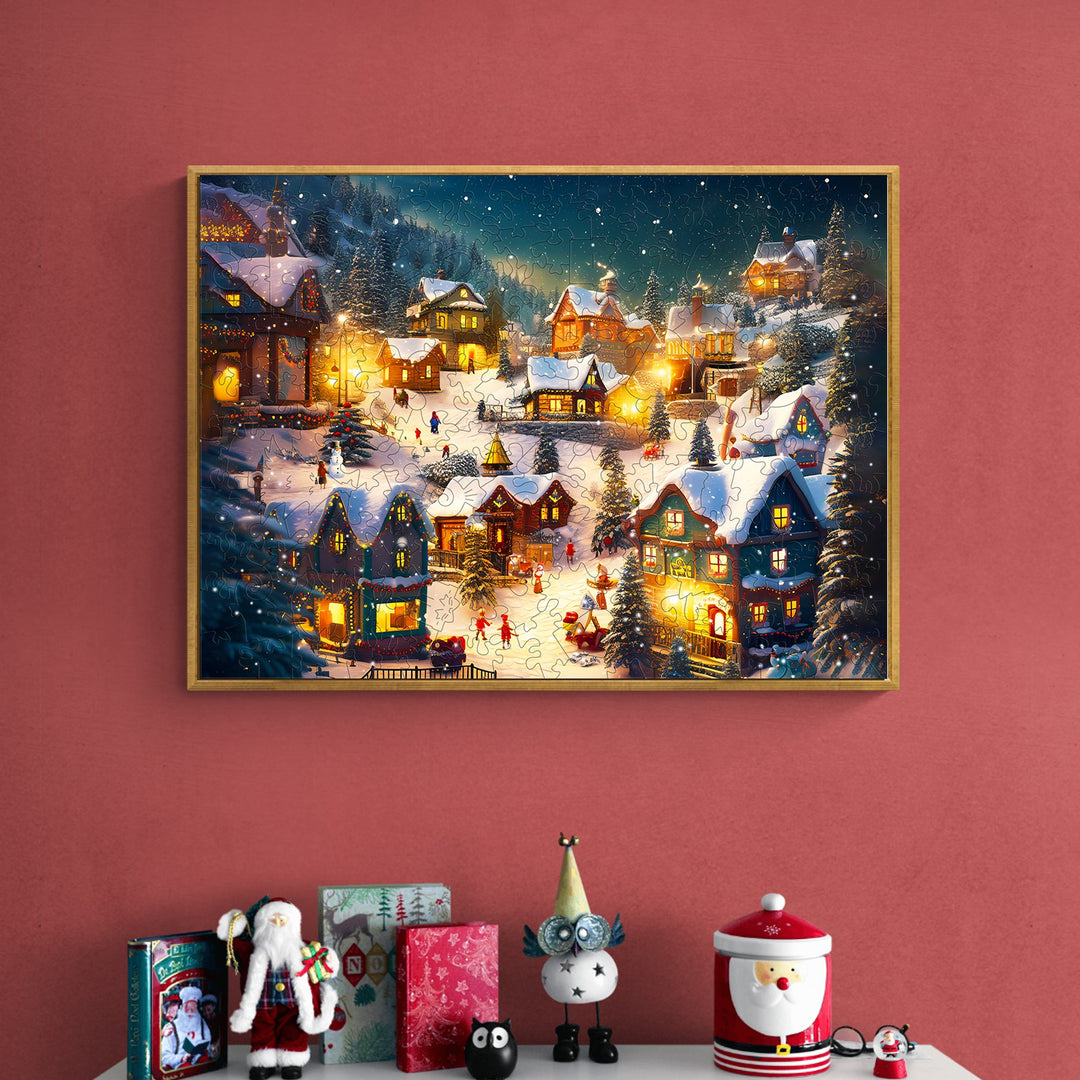 Christmas Village Wooden Jigsaw Puzzle-Woodbests