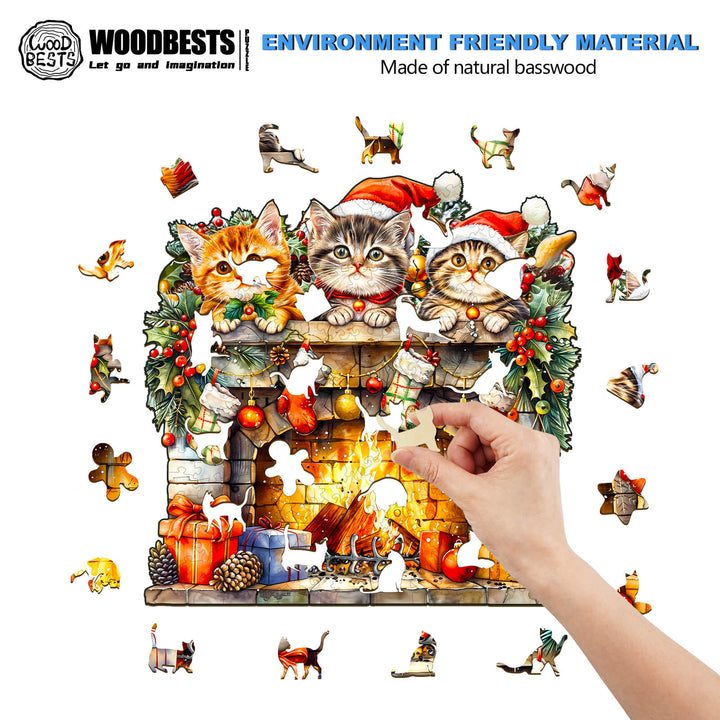 Fireplace Kitten Wooden Jigsaw Puzzle - By Woodbests