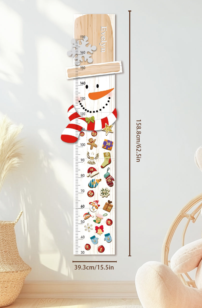 Personalized Wooden Snowman Christmas Growth Chart Ruler